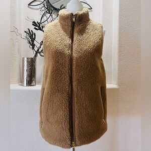 J.CREW Excursion Plush Fleece Teddy Vest Golden Hickory Camel Tan Womens X Small